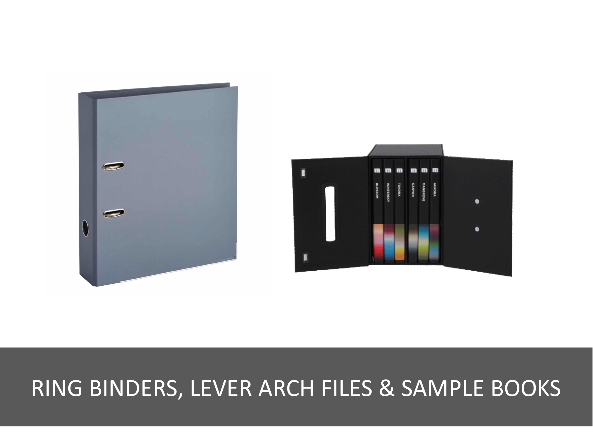 Ring binders, lever arch files & sample books